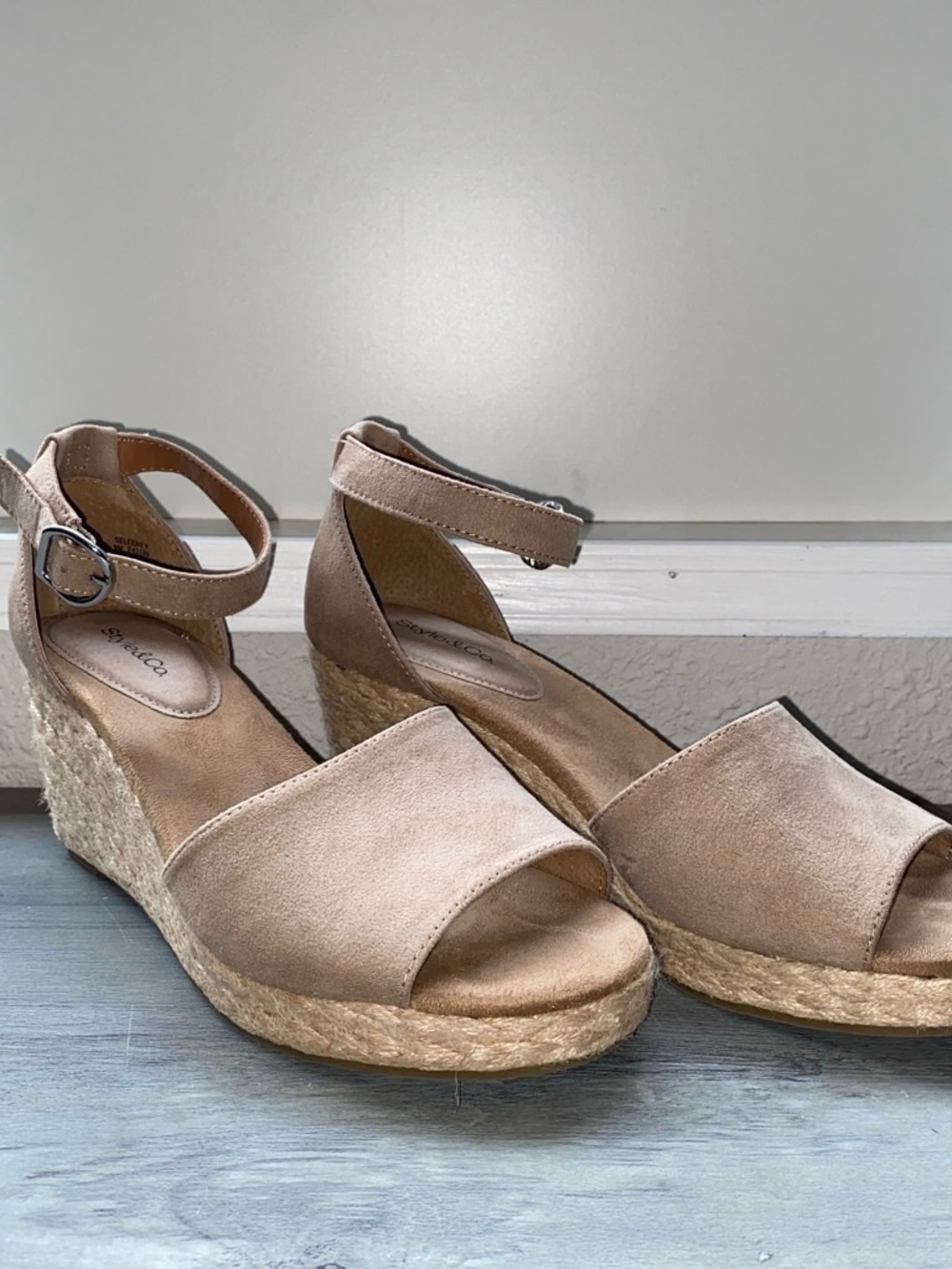 Style & Co. Beige Espadrille Wedge Sandals with Ankle Strap - Picture 3 of 6